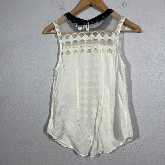 Anthropologie Postage Blouse Sleeveless Tank Top Lace Trim - 00 - Picture 2 of 4